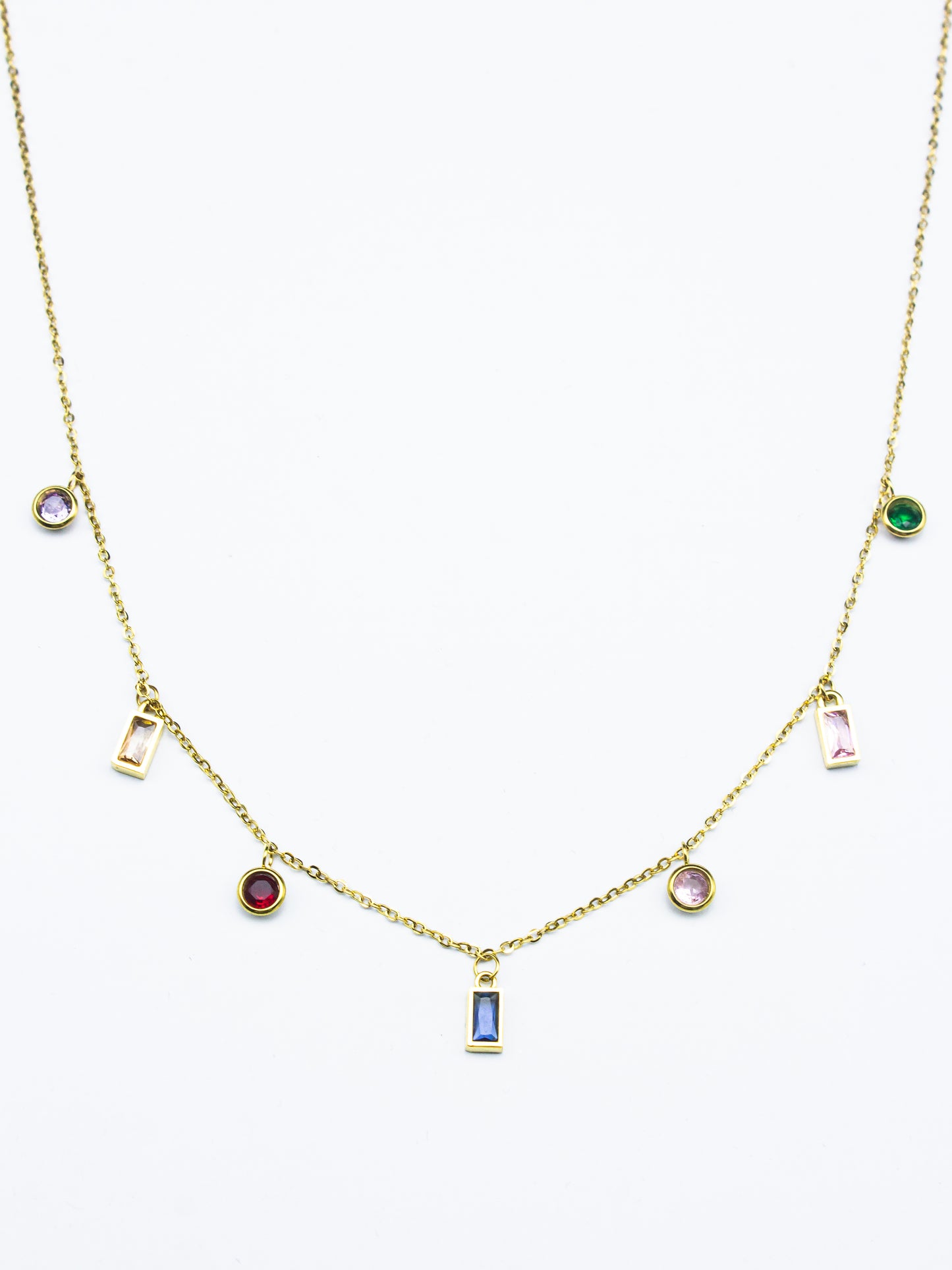 MULTI-COLORED CRYSTAL-STUDDED NECKLACE