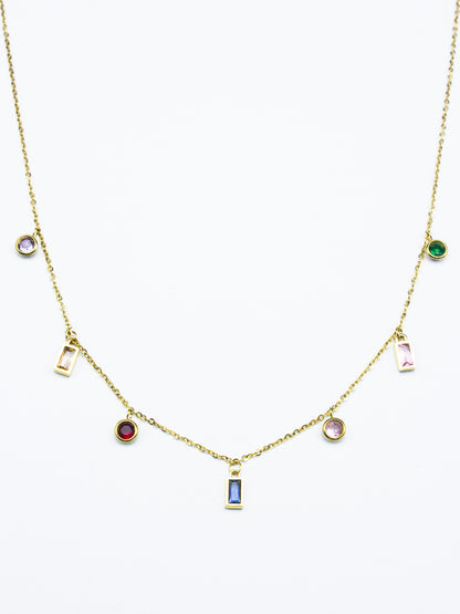 MULTI-COLORED CRYSTAL-STUDDED NECKLACE