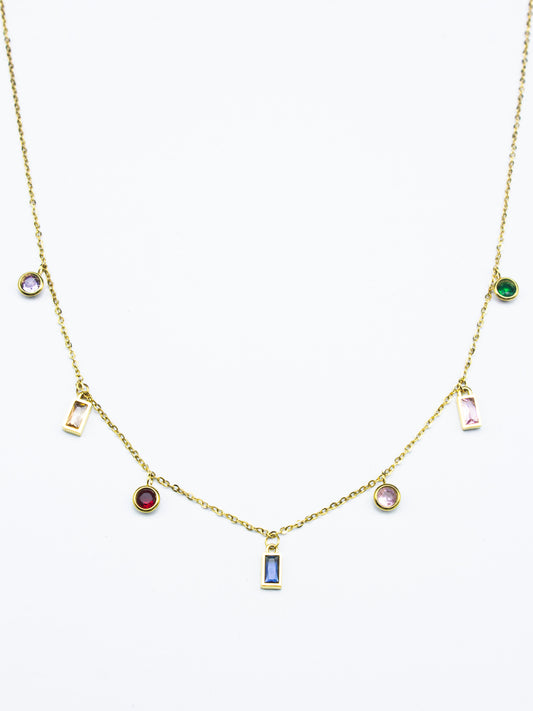 MULTI-COLORED CRYSTAL-STUDDED NECKLACE
