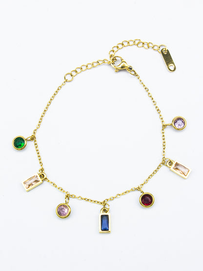 MULTI-COLORED CRYSTAL-STUDDED ANKLET